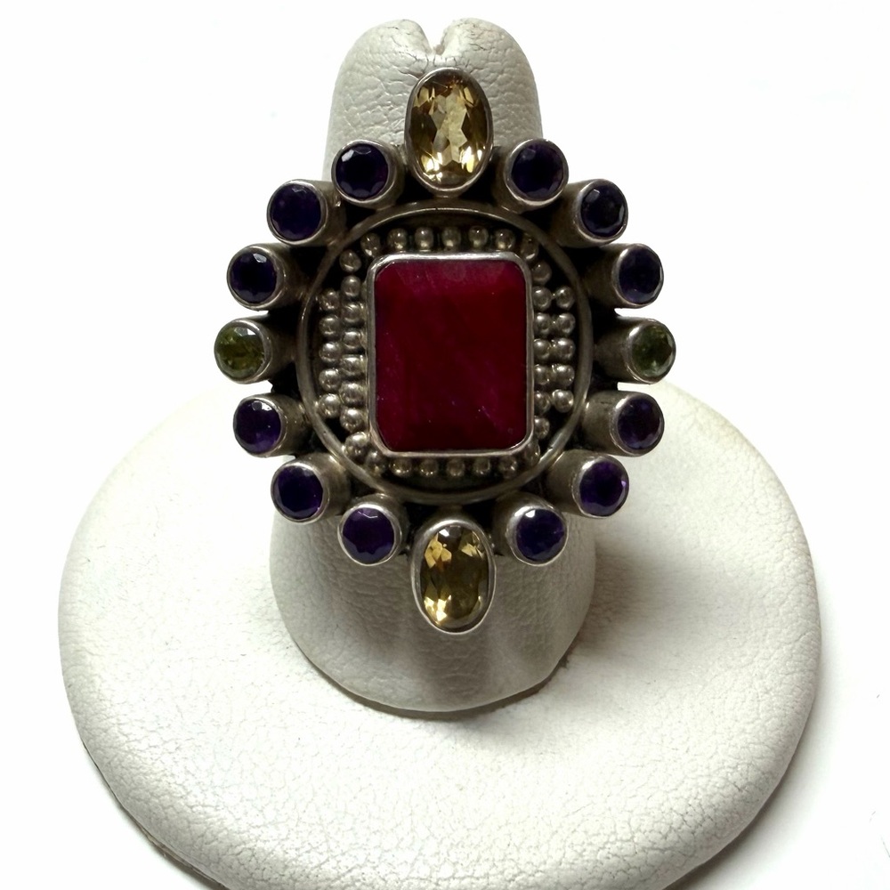 Nicky Butler Sterling Silver Ruby Multi Gemstone Ring Limited Edition